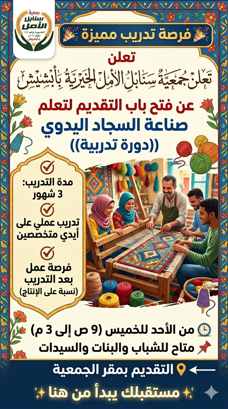 دورة تدربية تعليم السجاد اليدوى